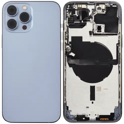 Coque arrière avec petites pièces pour iPhone 13 Pro Max (version UE/globale) (pièce d'origine d'occasion: grade C) (bleu Sierra) – Image 2