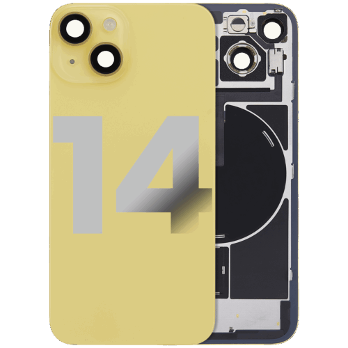 Back Glass w/ MagSafe Magnet & NFC & Flashlight Flex For iPhone 14 (Used OEM Pull: Grade C) (Yellow)