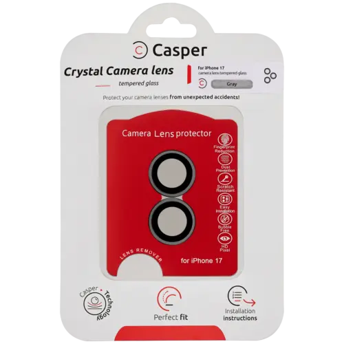 Casper Camera Lens Protector For iPhone 17 (Gray) (Clear)