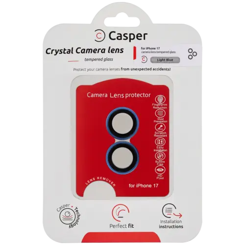 Casper Camera Lens Protector For iPhone 17 (Light Blue) (Clear)