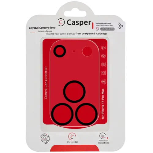 Casper Camera Lens Protector For iPhone 17 Pro Max (Crystal Full Cover)