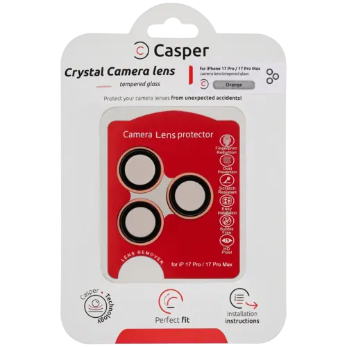 Casper Camera Lens Protector For iPhone 17 Pro / 17 Pro Max (Orange) (Clear)
