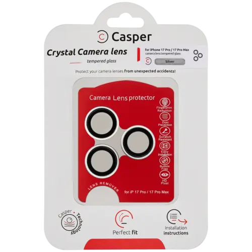 Casper Camera Lens Protector For iPhone 17 Pro / 17 Pro Max (Silver) (Clear)