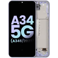 Bloc écran OLED avec cadre compatible pour Samsung Galaxy A34 5G (A346 / 2023) (Service Pack) (Violet)