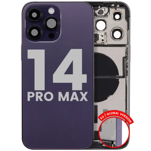 Back Housing W/ Charging Port Flex & Small Parts For iPhone 14 Pro Max (EU / Global Version) (Used OEM Pull: Grade A) (Deep Purple)