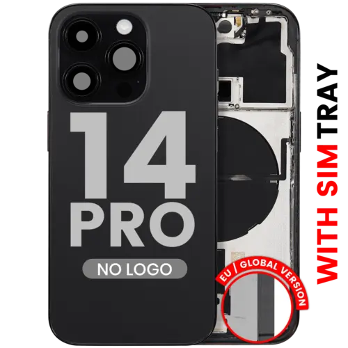 Coque arrière avec petites pièces pour iPhone 14 Pro (version UE/globale) (pièce de rechange Plus) (noir sidéral)