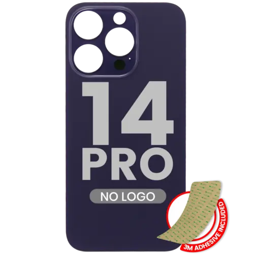 Verre arrière avec adhésif 3M pour iPhone 14 Pro (sans logo / grand trou pour la caméra) (violet foncé)