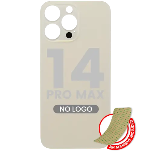 Back Glass With 3M Adhesive For iPhone 14 Pro Max (No Logo / Large Camera Hole) (Gold) – Image 3