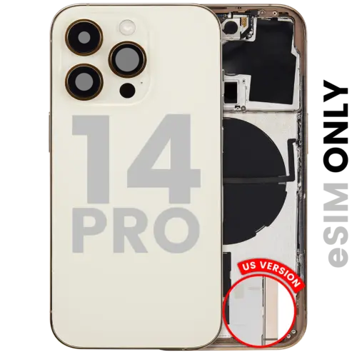 Back Housing W/ Small Parts For iPhone 14 Pro (US Version) (Used OEM Pull: Grade B) (Gold) – Image 3