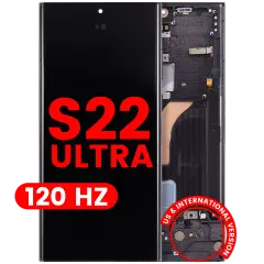 Bloc écran OLED avec cadre pour Samsung Galaxy S22 Ultra 5G (US & International Version) (Aftermarket Pro) (120Hz) (Phantom Black)