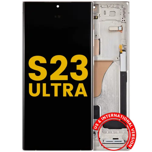 Écran OLED avec cadre pour Samsung Galaxy S23 Ultra (États-Unis et international) (Remis à neuf) (Crème)