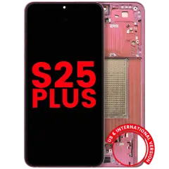 Bloc écran OLED avec cadre pour Samsung Galaxy S25 Plus 5G (US & International Version) (compatible qualité supérieure) (Coral Red)