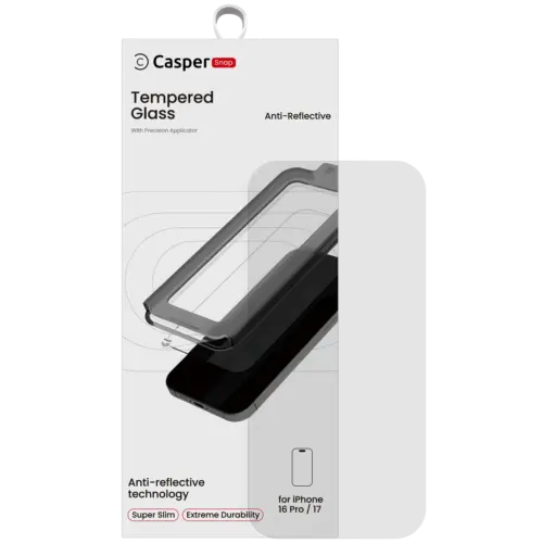Casper Snap Tempered Glass For iPhone 16 Pro / 17 (Retail Pack) (AR Clear)