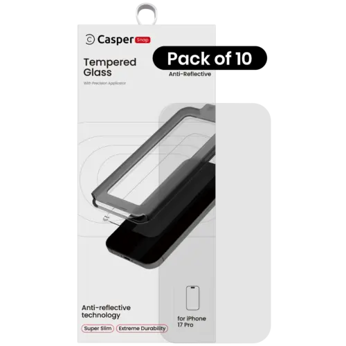 Casper Snap Tempered Glass For iPhone 17 Pro / 18 Pro (10 Pack) (AR Clear)