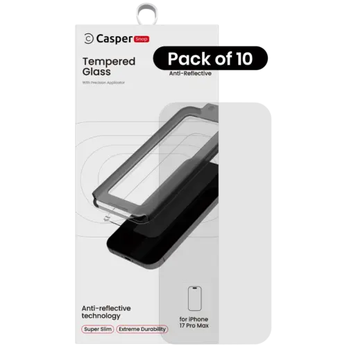 Casper Snap Tempered Glass For iPhone 17 Pro Max / 18 Pro Max (10 Pack) (AR Clear)