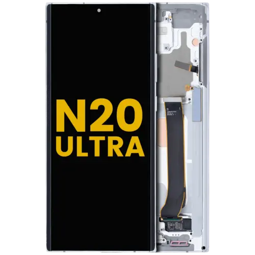 Bloc écran OLED avec cadre pour Samsung Galaxy Note 20 Ultra 5G (reconditionné) (Mystic White)