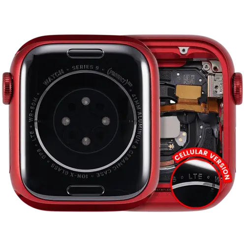 Housing Assembly Compatible For Watch Series 9 (41MM) (Used OEM Pull: Grade A) (Cellular Version) (Aluminum / Red)