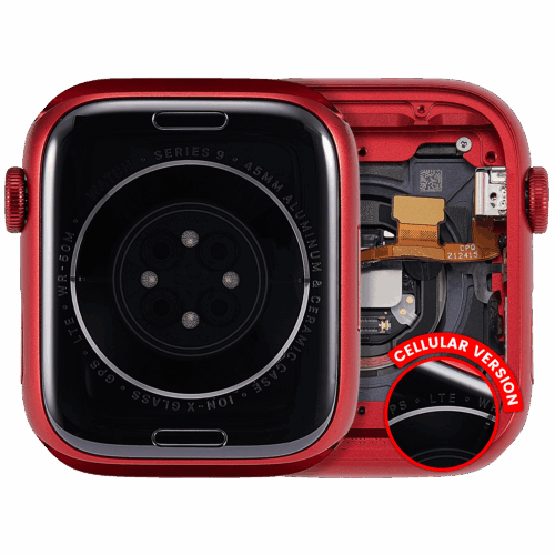 Housing Assembly Compatible For Watch Series 9 (45MM) (Used OEM Pull: Grade A) (Cellular Version) (Aluminum / Red)