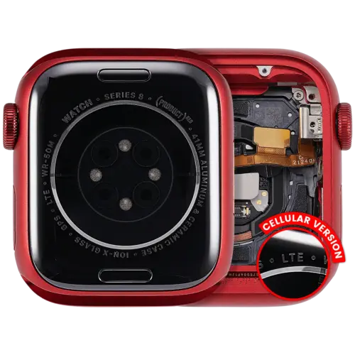 Housing Assembly Compatible For Watch Series 8 (41MM) (Used OEM Pull: Grade A) (Cellular Version) (Aluminum / Red)