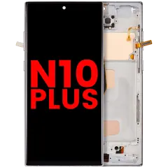 Écran LCD complet avec cadre (sans empreinte digitale capteur) pour Samsung Galaxy Note 10 Plus (Aftermarket Plus: Incell) (Aura Glow / Silver)