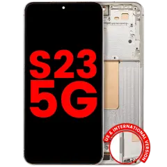 Bloc écran OLED avec cadre pour Samsung Galaxy S23 5G (US & International) (compatible qualité supérieure) (Cream)