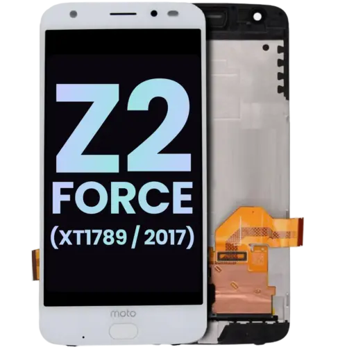 OLED Assembly With Frame And Fingerprint Scanner For Motorola Moto Z2 Force (XT1789 / 2017) (Genuine OEM) (White)