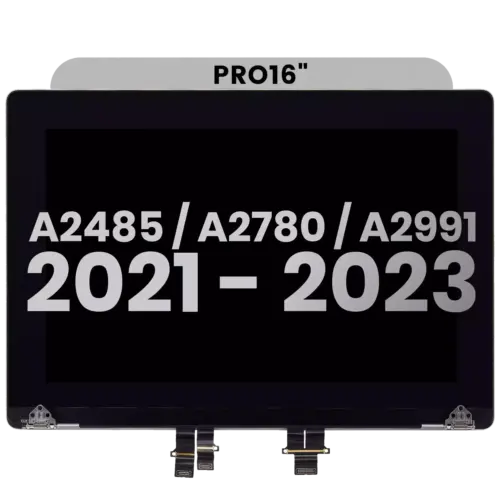 Complete LCD Display Assembly For MacBook Pro 16" A2485 (2021) Pro / Max / A2780 (2023) / A2991 (2023) (Pre-installed Lid Angle Sensor cable) (Used OEM Pull: Grade B) (Space Gray)