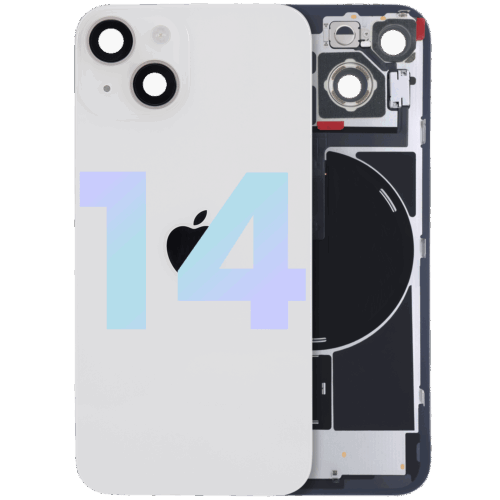 Vitre arrière avec aimant MagSafe, NFC et nappe de lampe torche pour iPhone 14 (Pièce d'origine constructeur) (Starlight)