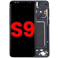 Bloc écran OLED avec cadre pour Samsung Galaxy S9 (compatible qualité supérieure) (Midnight Black)