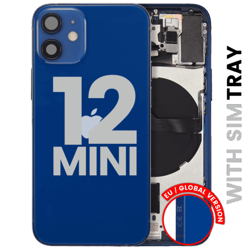 Coque arrière avec petites pièces pour iPhone 12 Mini (version UE/globale) (pièce d'origine d'occasion: grade C) (bleu)
