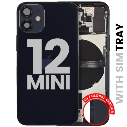 Back Housing W/ Small Parts For iPhone 12 Mini (EU / Global Version) (Used OEM Pull: Grade C) (Black)