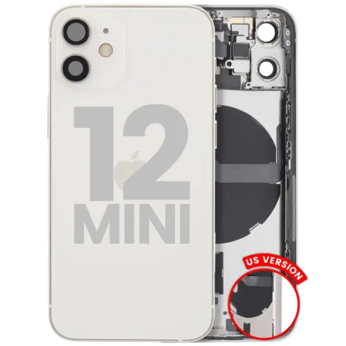 Back Housing W/ Small Parts For iPhone 12 Mini (US Version) (Used OEM Pull: Grade B) (White)