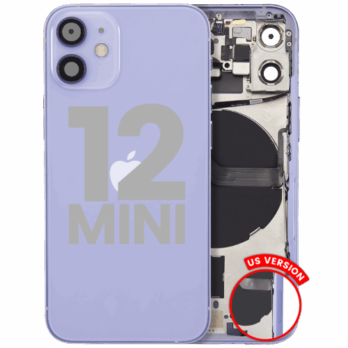 Back Housing W/ Small Parts For iPhone 12 Mini (US Version) (Used OEM Pull: Grade C) (Purple) – Image 2