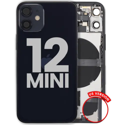 Back Housing W/ Small Parts For iPhone 12 Mini (US Version) (Used OEM Pull: Grade C) (Black)