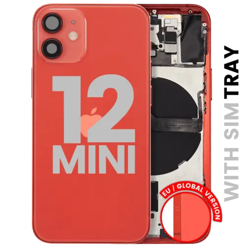 Back Housing W/ Small Parts For iPhone 12 Mini (EU / Global Version) (Used OEM Pull: Grade B) (Red)