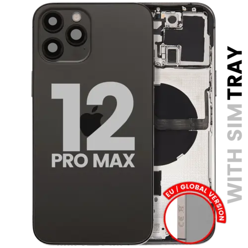 Coque arrière avec petites pièces pour iPhone 12 Pro Max (version UE/globale) (pièce d'origine d'occasion : qualité A) (graphite)