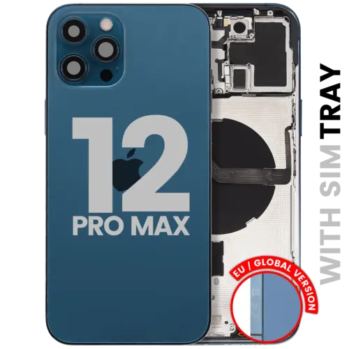 Coque arrière avec petites pièces pour iPhone 12 Pro Max (version UE/globale) (pièce d'origine d'occasion : grade B) (bleu Pacifique) – Image 2