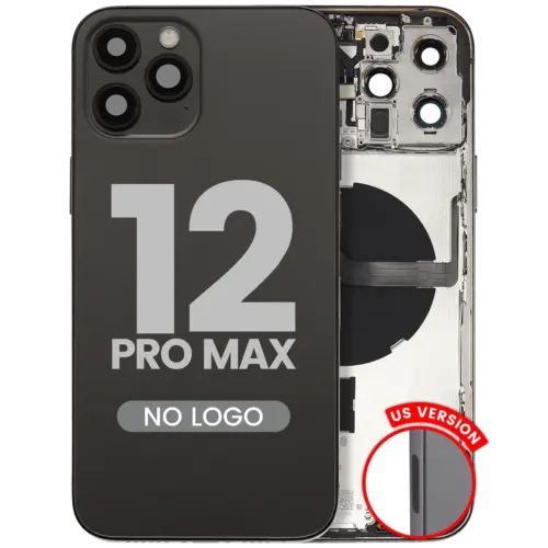 Back Housing W/ Small Parts For iPhone 12 Pro Max (US Version) (Aftermarket Plus) (Graphite) – Image 3