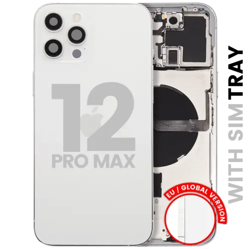 Back Housing W/ Small Parts For iPhone 12 Pro Max (EU / Global Version) (Used OEM Pull: Grade A) (Silver)