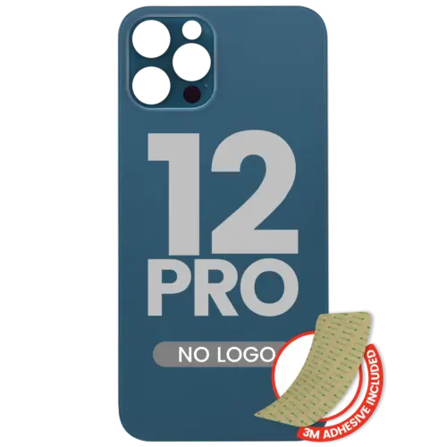 Vitre arrière avec 3M adhésif pour iPhone 12 Pro (No Logo / Large Camera Hole) (Pacific Blue) – Image 4