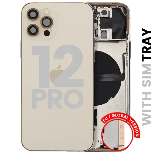 Coque arrière avec petites pièces pour iPhone 12 Pro (version UE/globale) (pièce d'origine d'occasion : grade C) (or)