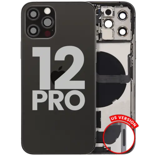Back Housing W/ Charging Port Flex & Small Parts For iPhone 12 Pro (US Version) (Used OEM Pull: Grade A) (Graphite)