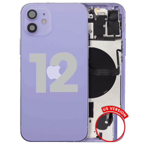 Back Housing W/ Small Parts For iPhone 12 (US Version) (Used OEM Pull: Grade C) (Purple) – Image 2