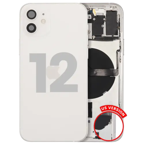 Back Housing W/ Small Parts For iPhone 12 (US Version) (Used OEM Pull: Grade C) (White)