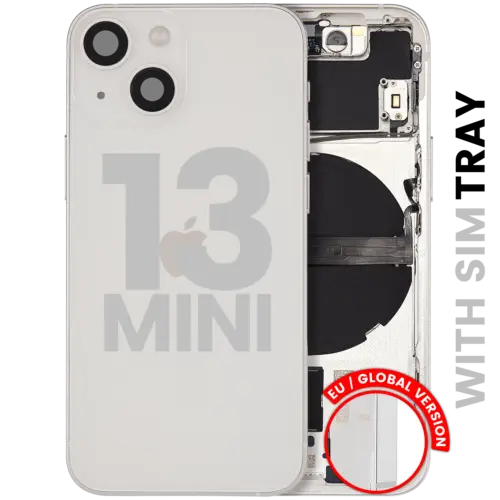 Back Housing W/ Small Parts For iPhone 13 Mini (EU / Global Version) (Used OEM Pull: Grade C) (Starlight) – Image 2