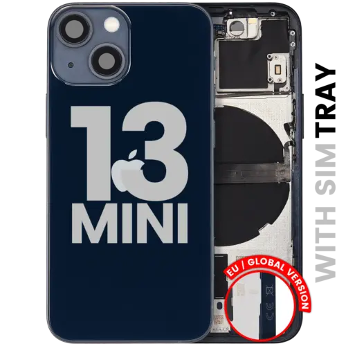 Back Housing W/ Small Parts For iPhone 13 Mini (EU / Global Version) (Used OEM Pull: Grade B) (Midnight)