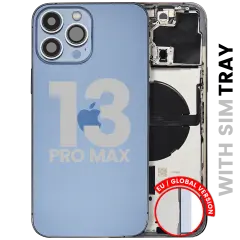 Back châssis W/ Small Parts pour iPhone 13 Pro Max (EU / Global Version) (Used OEM Pull: Grade B) (Sierra Blue)