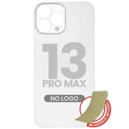 Verre arrière avec adhésif 3M pour iPhone 13 Pro Max (sans logo / grand trou pour la caméra) (argent)