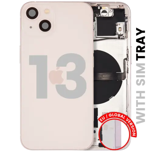 Back Housing W/ Small Parts For iPhone 13 (EU / Global Version) (Used OEM Pull: Grade A) (Pink)