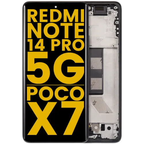 Écran OLED avec cadre pour Xiaomi Redmi Note 14 Pro 5G / Xiaomi Poco X7 (Reconditionné) (Noir Minuit)